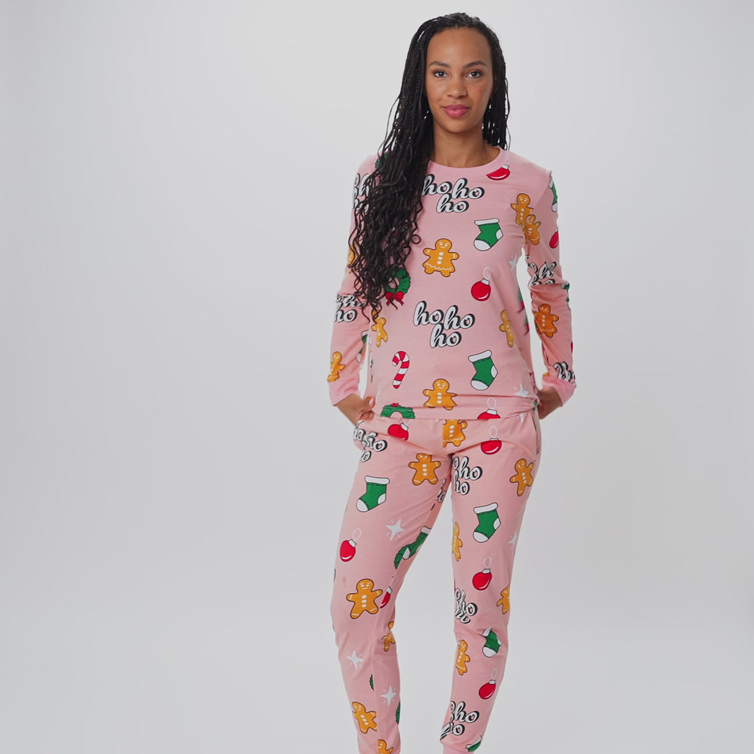 Lyserød Hohoho Julepyjamas Dame