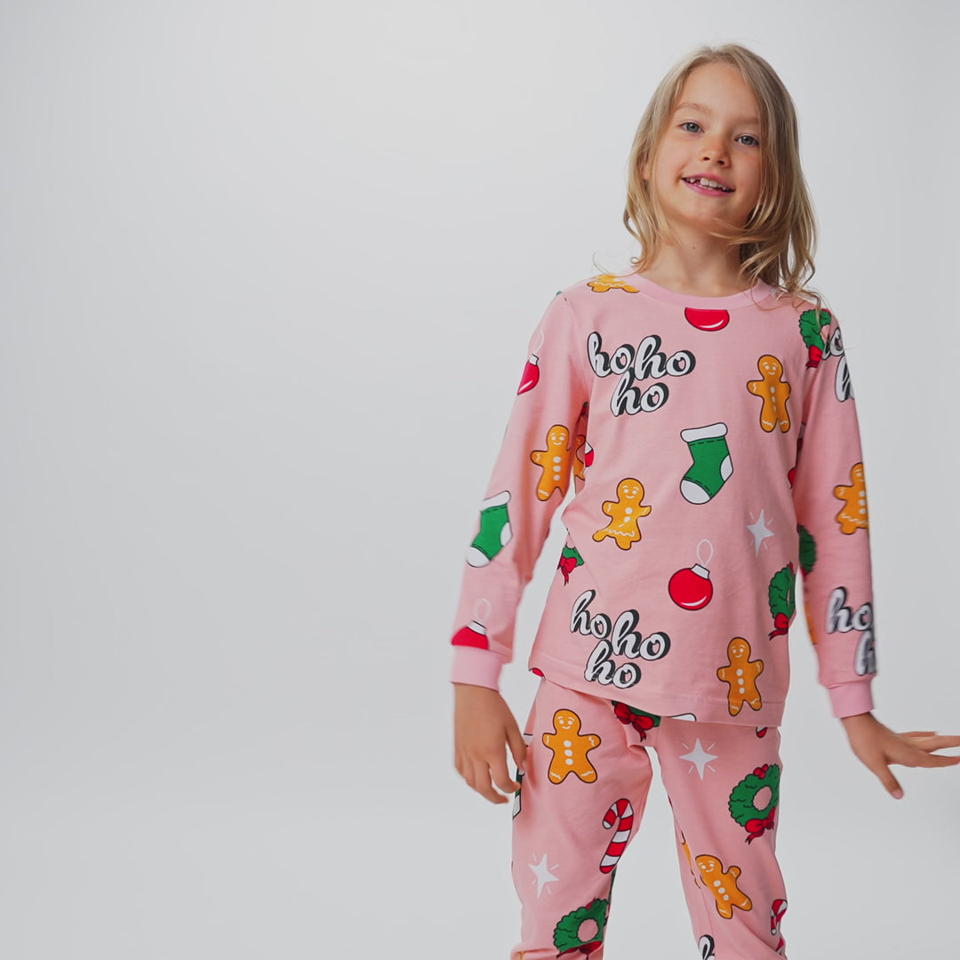 Lyserød Hohoho Julepyjamas Børn