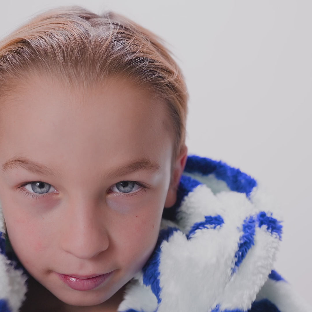 Blå Wavy Teddy HappyHoodie Barn