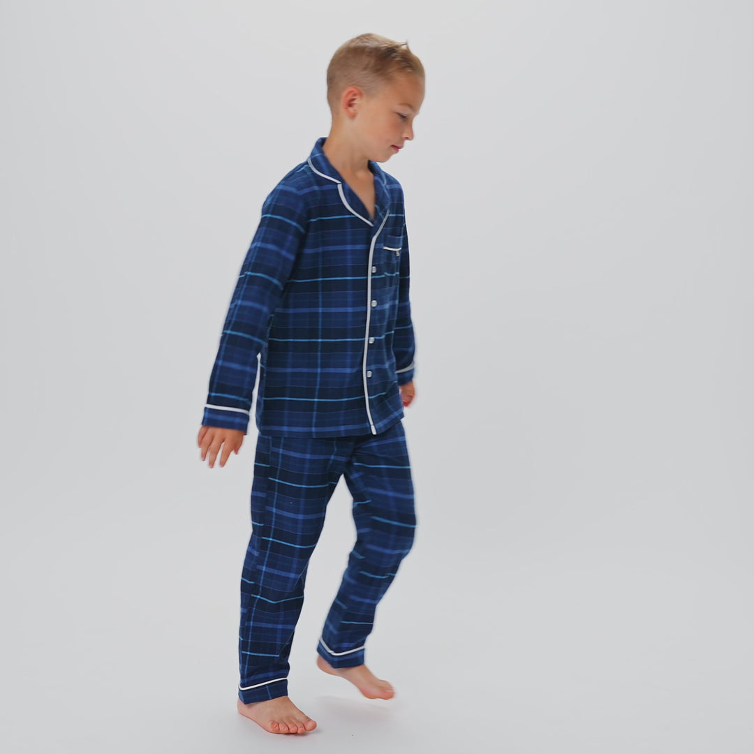 Blå Flannel Julepyjamas Børn