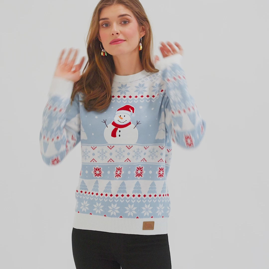 Stribet Snemand Julesweater Dame