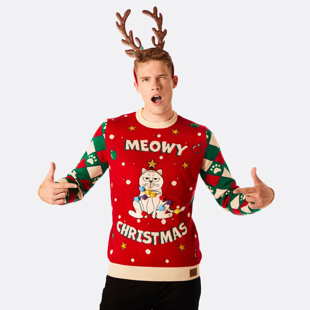 Meowy Christmas Julesweater Herre