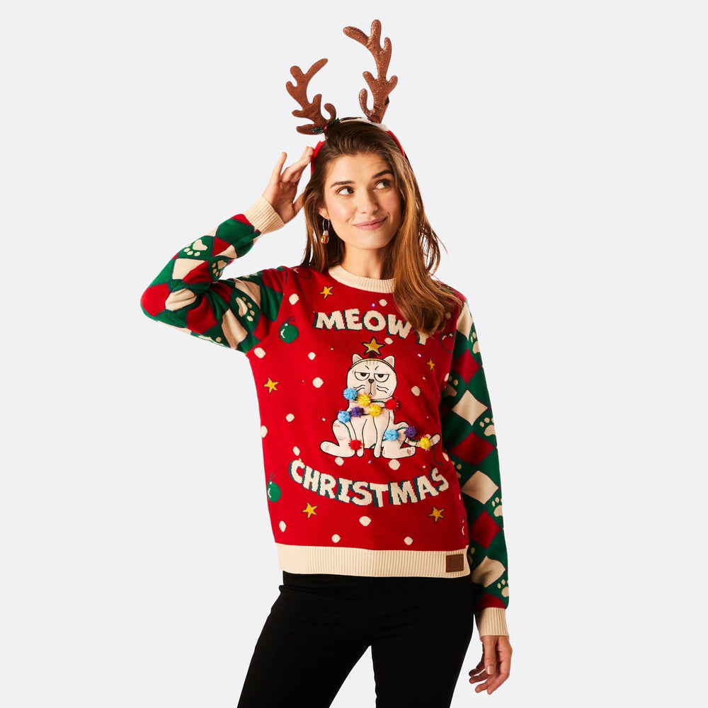 Meowy Christmas Julesweater Dame