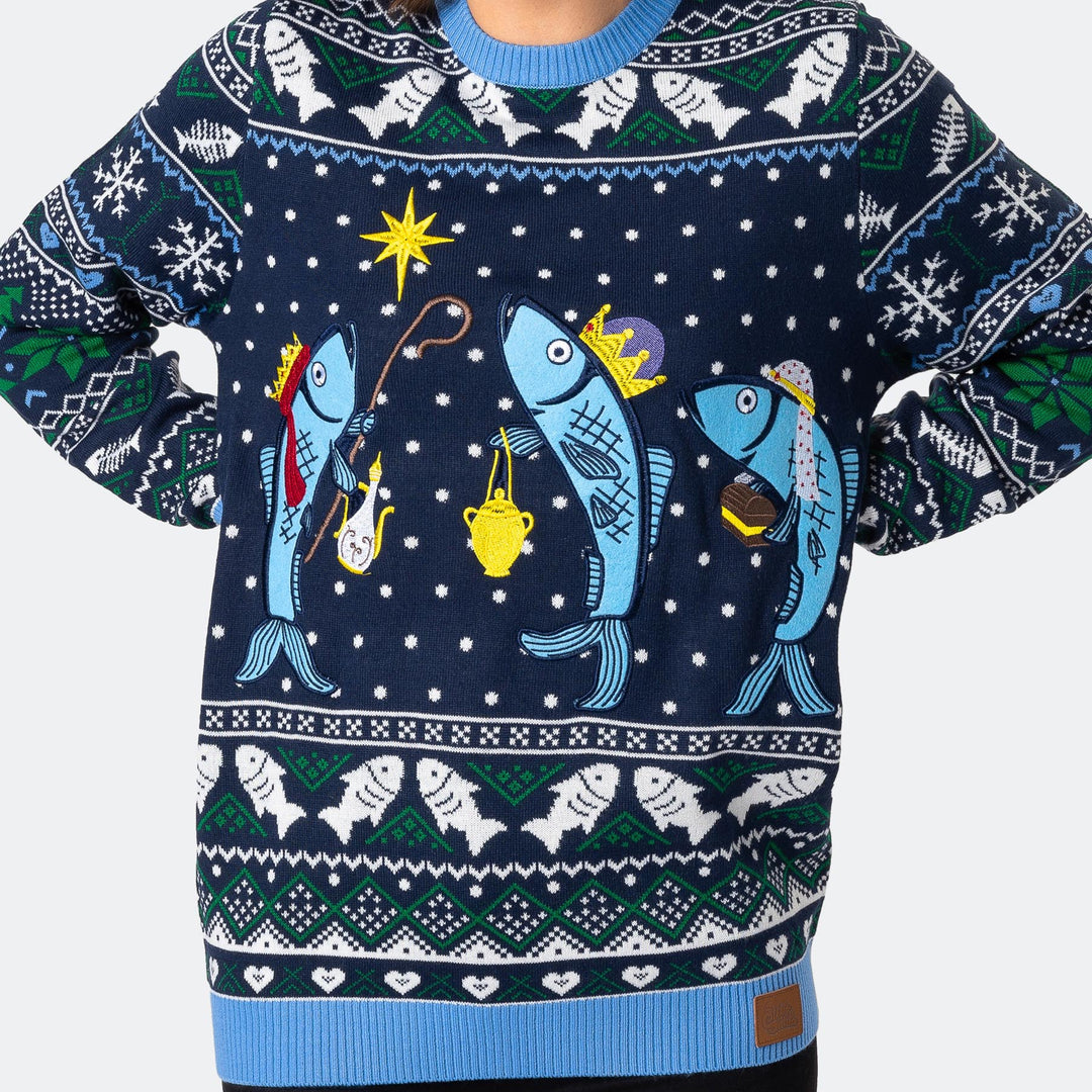 De Tre Vise Fisk Julesweater Dame