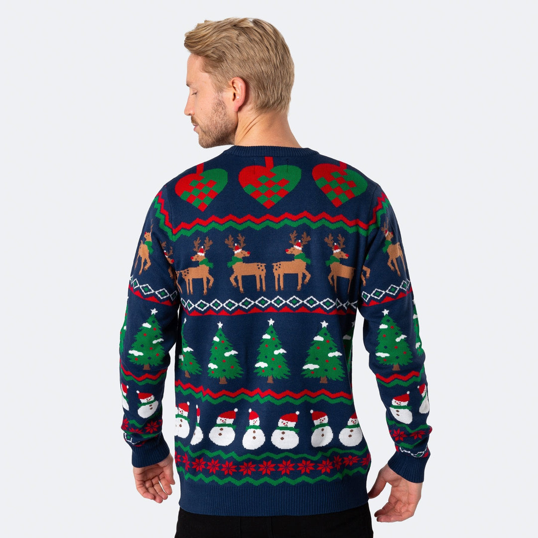 Grim Blå Julesweater Herre