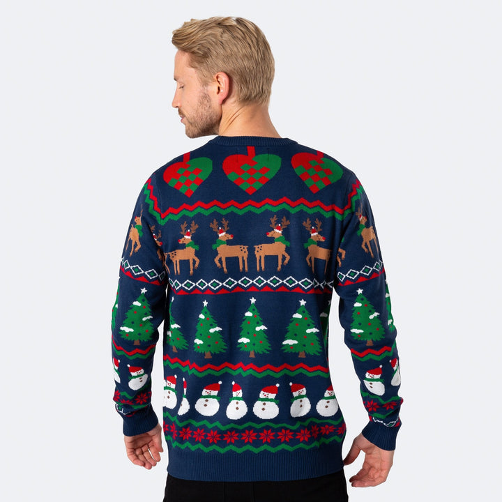 Grim Blå Julesweater Herre