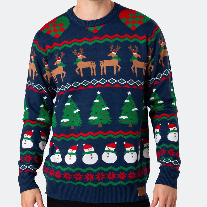 Grim Blå Julesweater Herre