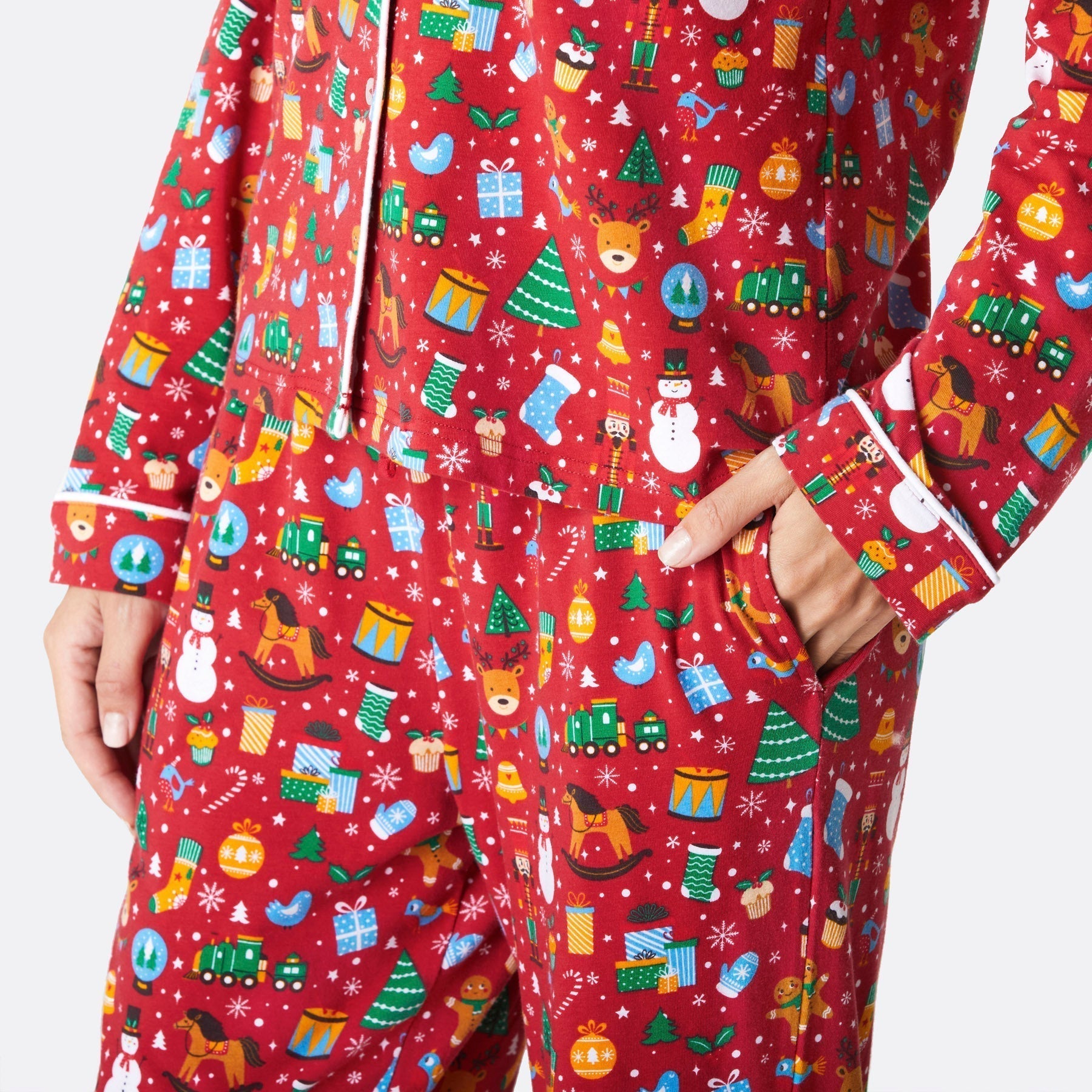 Juledrøm Rød Klassisk Julepyjamas Dame – SillySanta.dk