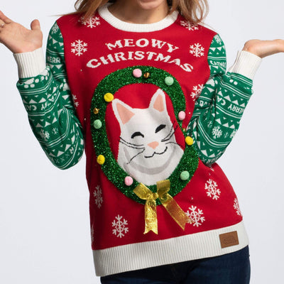 Meowy Christmas Julesweater Dame