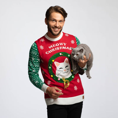 Meowy Christmas Julesweater Herre