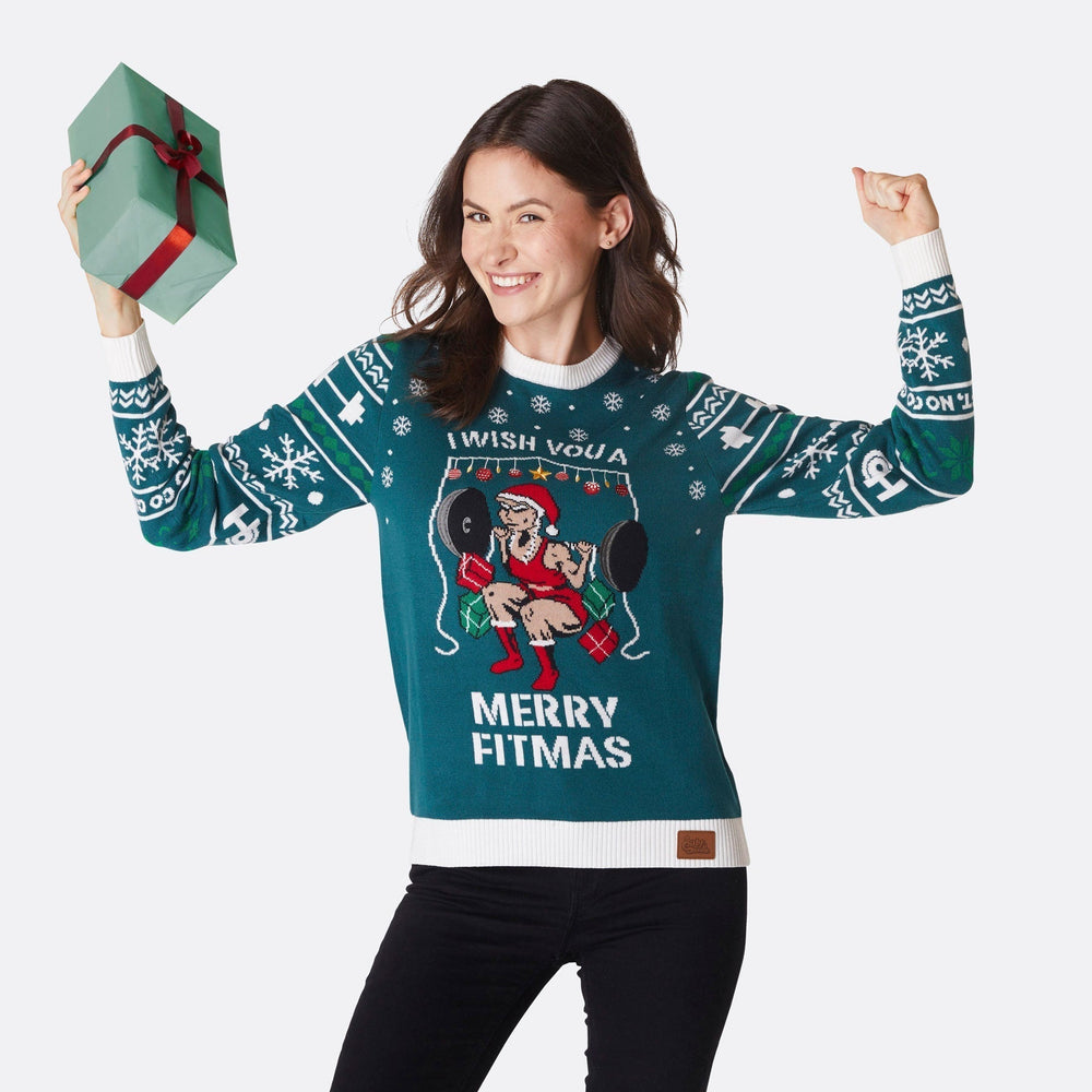 Merry Fitmas Julesweater Dame