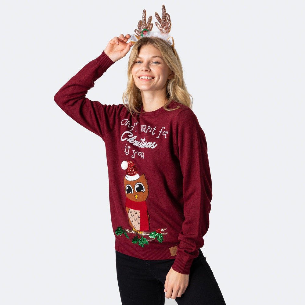 Owl I Want For Christmas Julesweater Dame