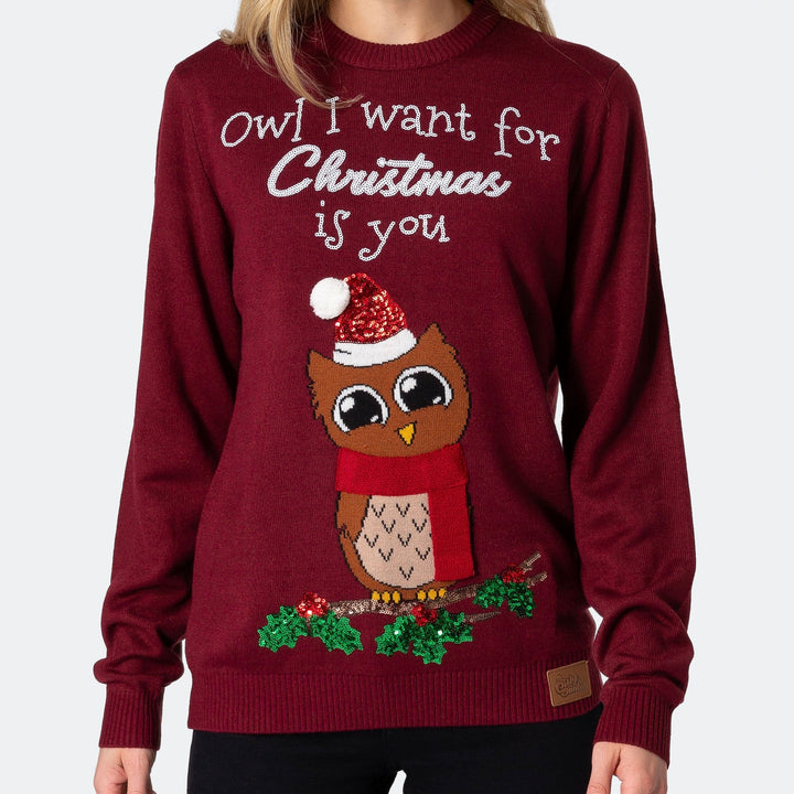 Owl I Want For Christmas Julesweater Dame