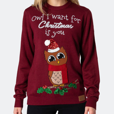 Owl I Want For Christmas Julesweater Dame