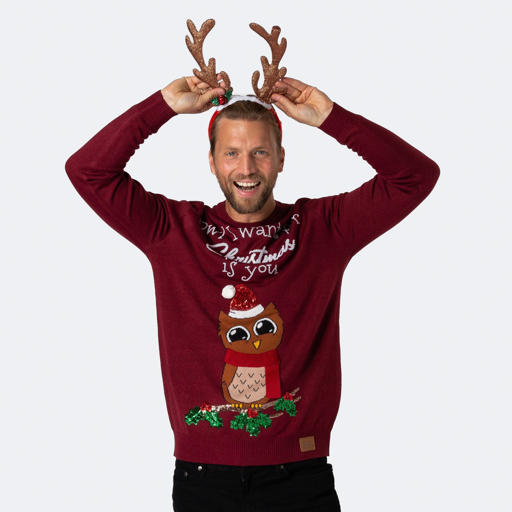 Owl I Want For Christmas Julesweater Herre
