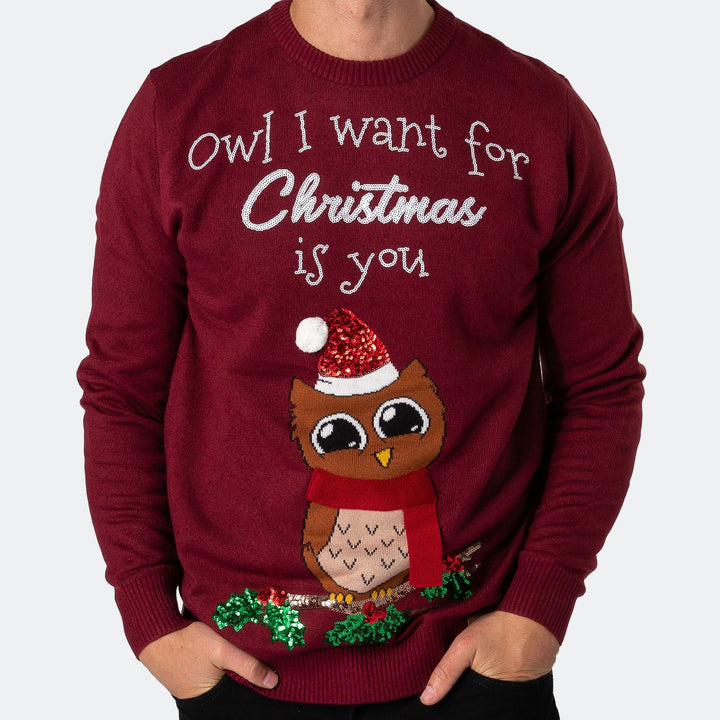 Owl I Want For Christmas Julesweater Herre