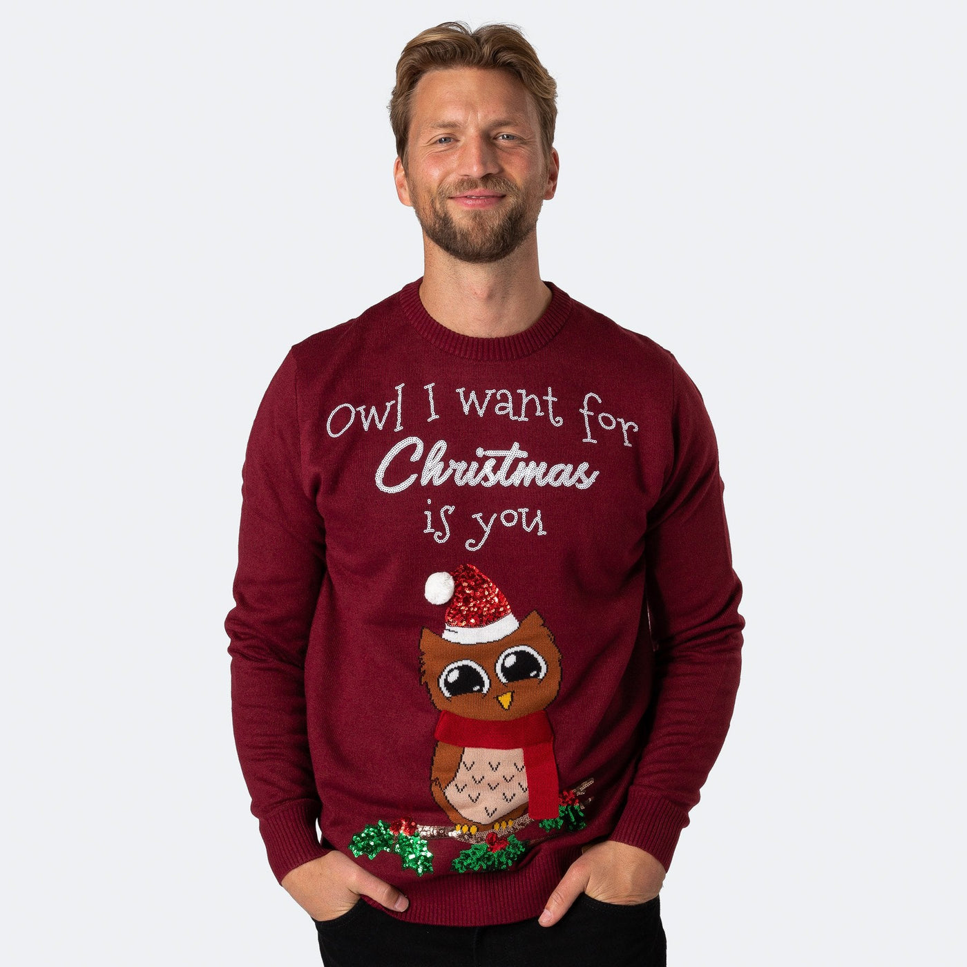 Owl I Want For Christmas Julesweater Herre