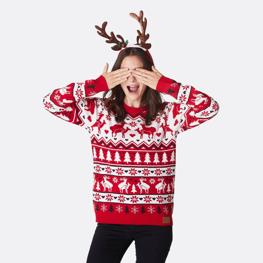 Parrende Rensdyr Julesweater Dame