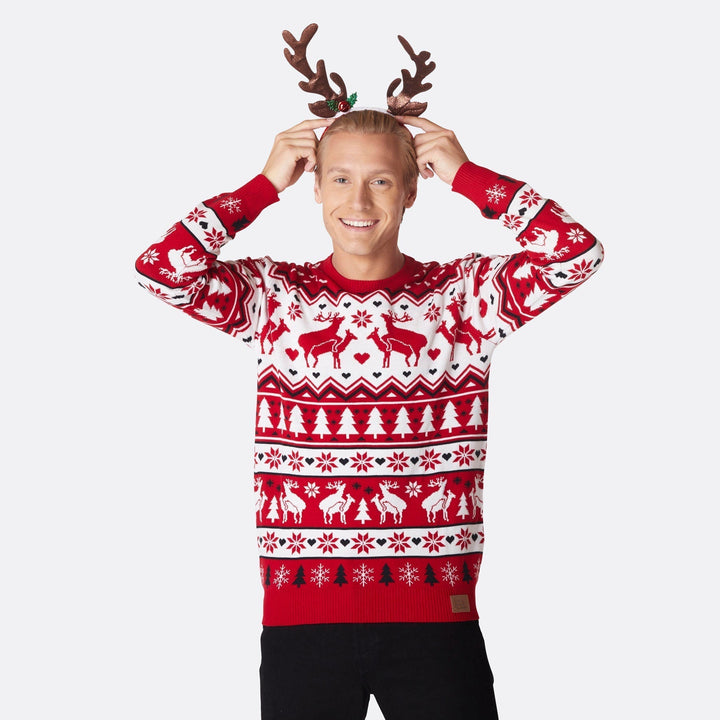 Parrende Rensdyr Julesweater Herre