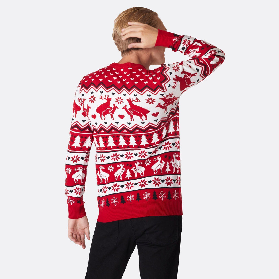 Parrende Rensdyr Julesweater Herre