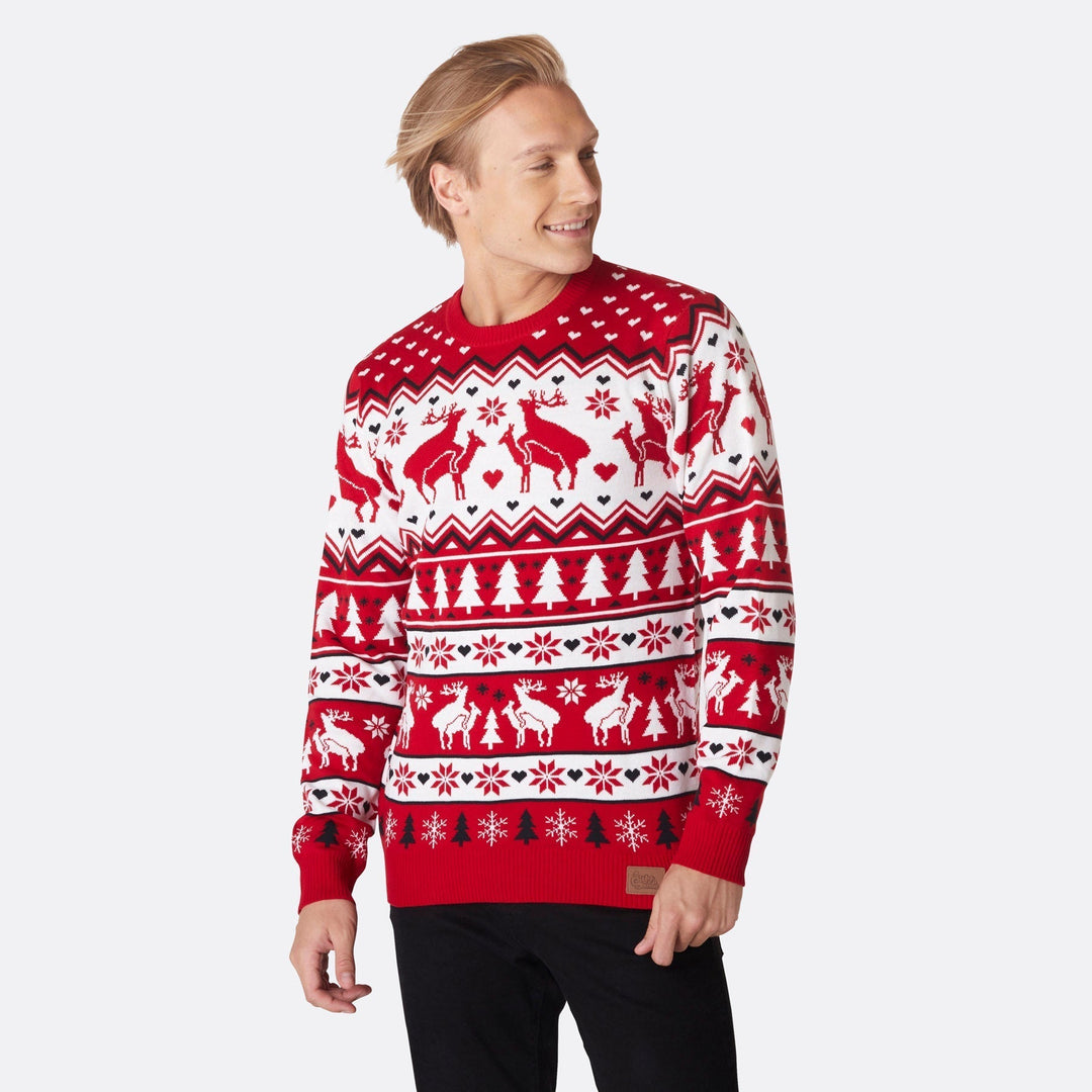 Parrende Rensdyr Julesweater Herre