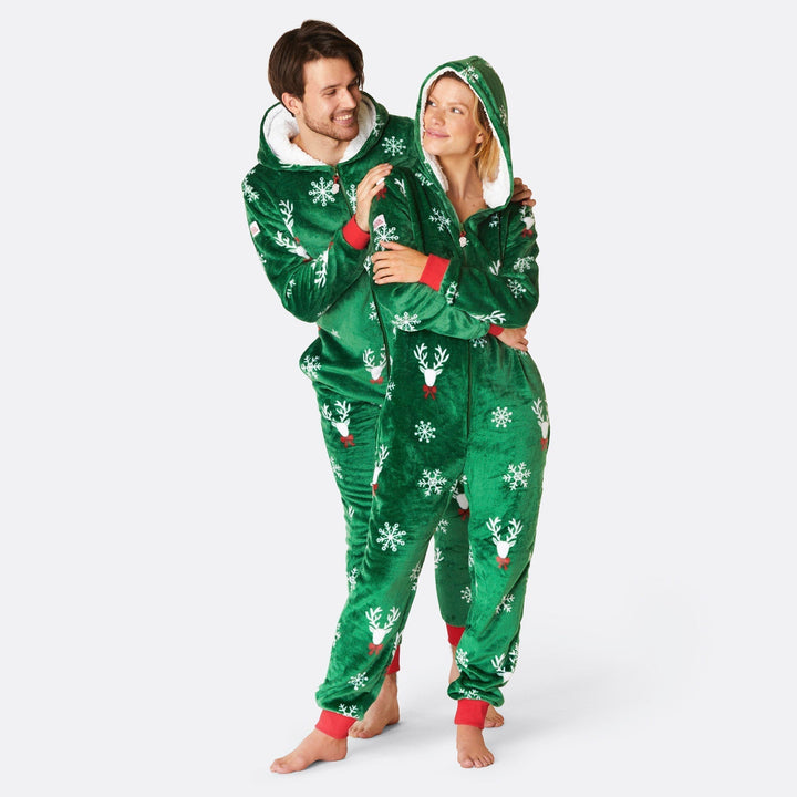 Rensdyr Grøn Onesie Dame