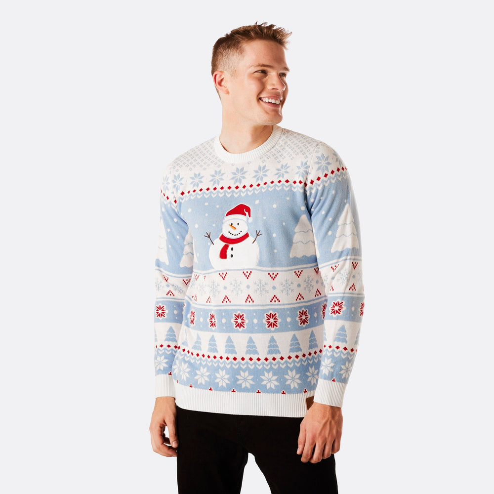 Stribet Snemand Julesweater Herre