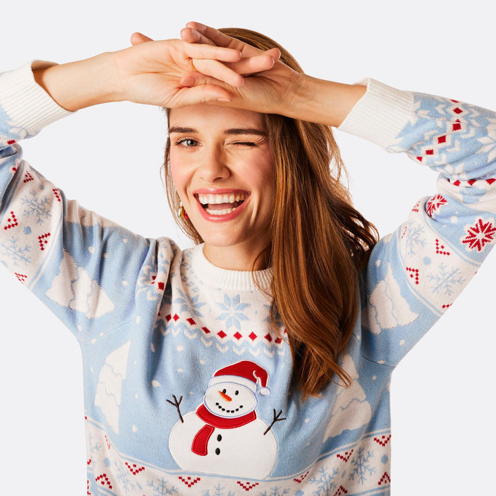 Stribet Snemand Julesweater Dame