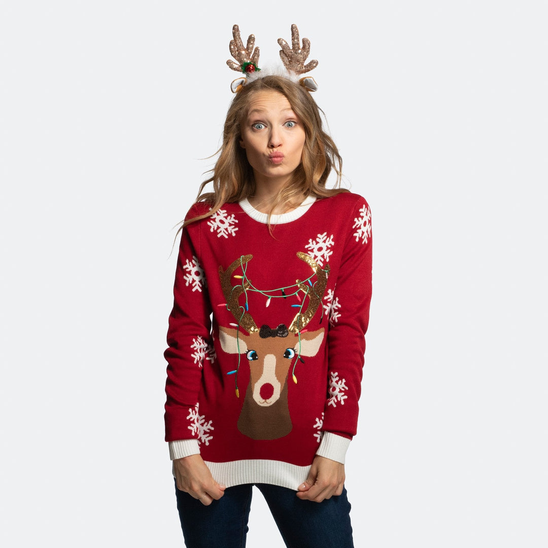 Sødt Rensdyr Julesweater Dame