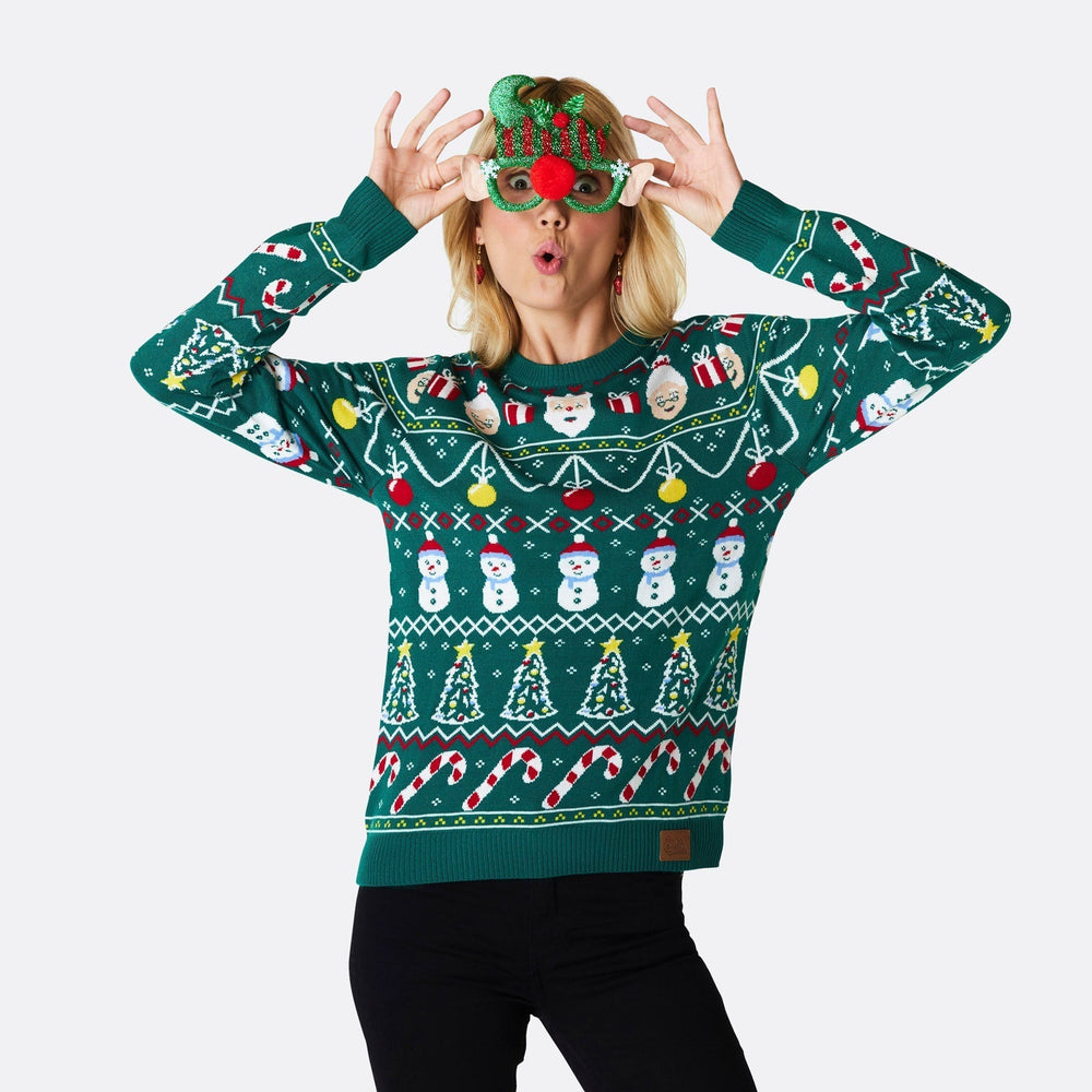 Stribet Grøn Julesweater Dame