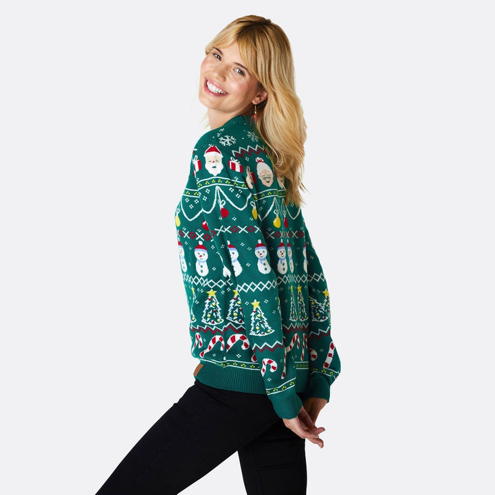 Stribet Grøn Julesweater Dame