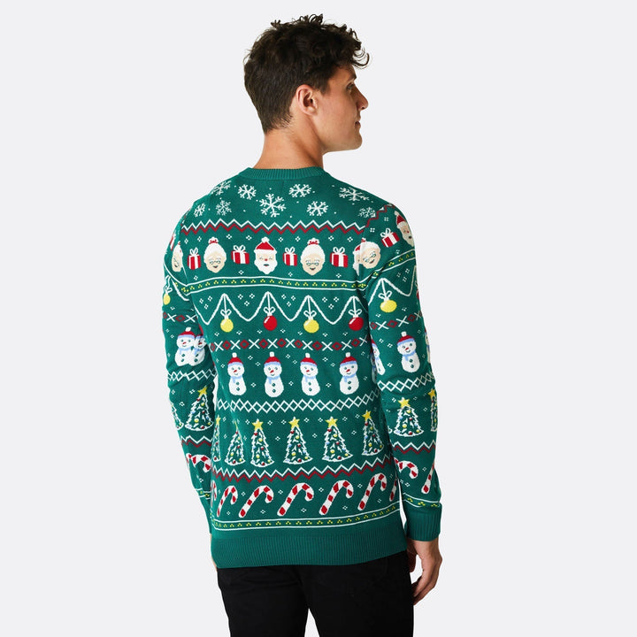 Stribet Grøn Julesweater Herre