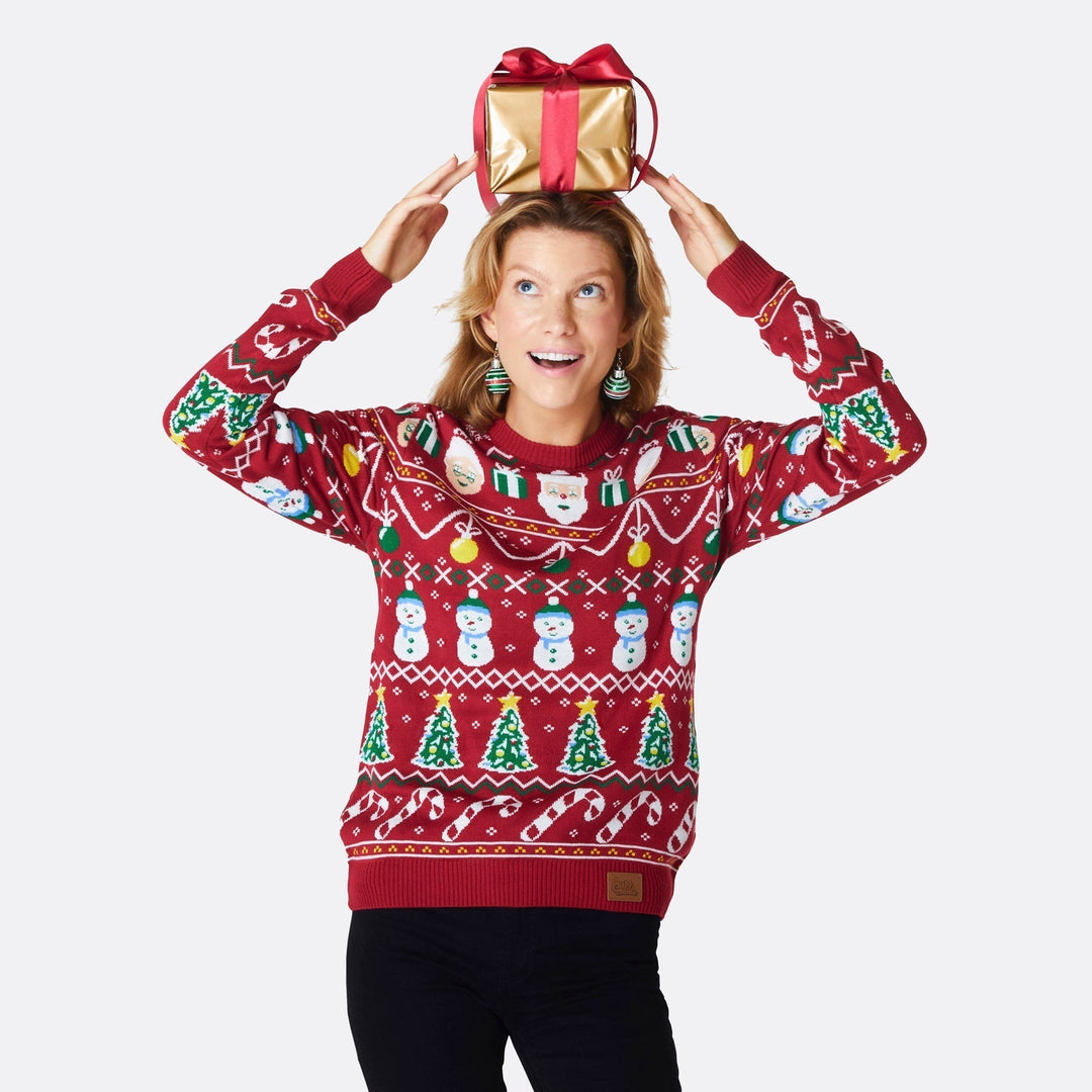 Stribet Rød Julesweater Dame