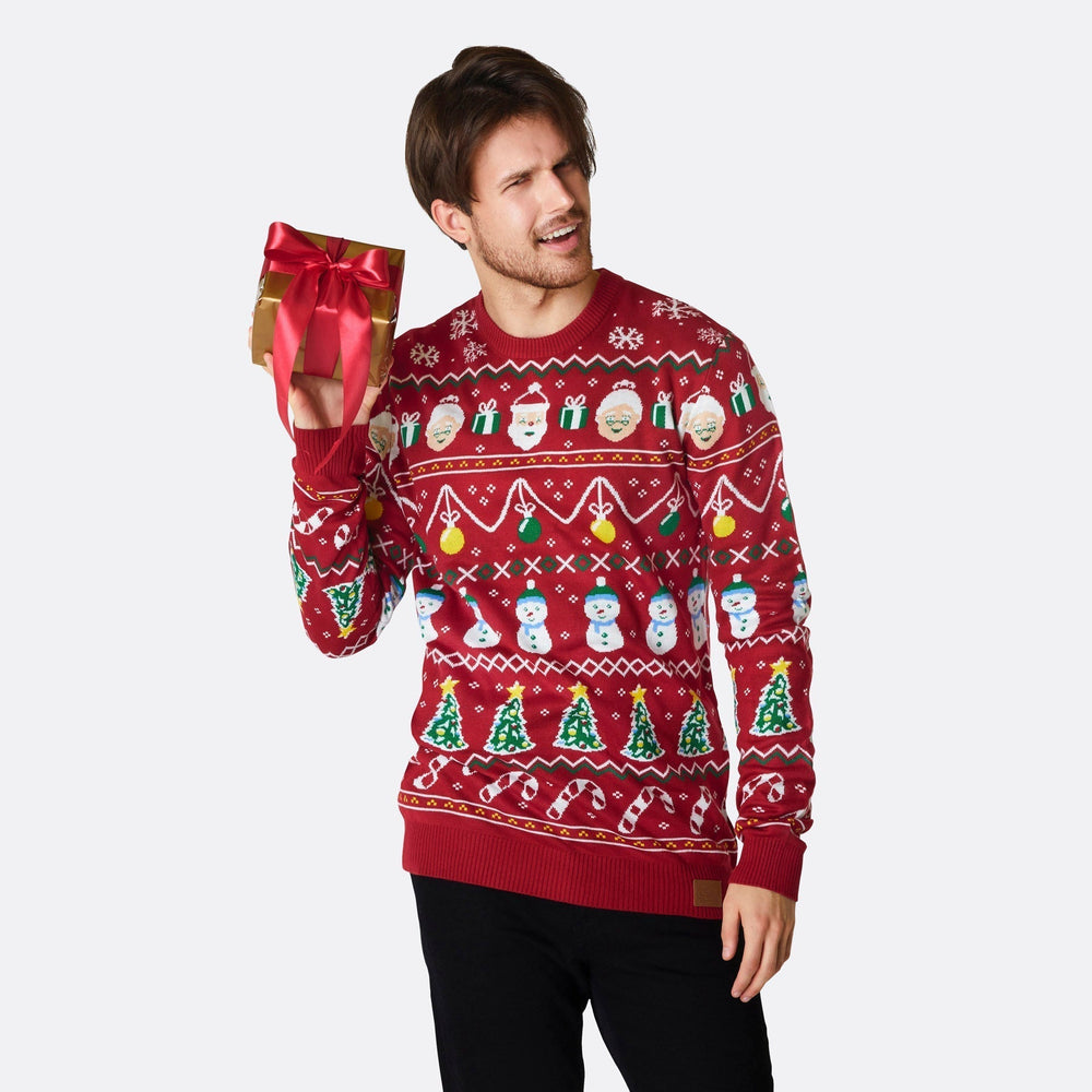 Stribet Rød Julesweater Herre