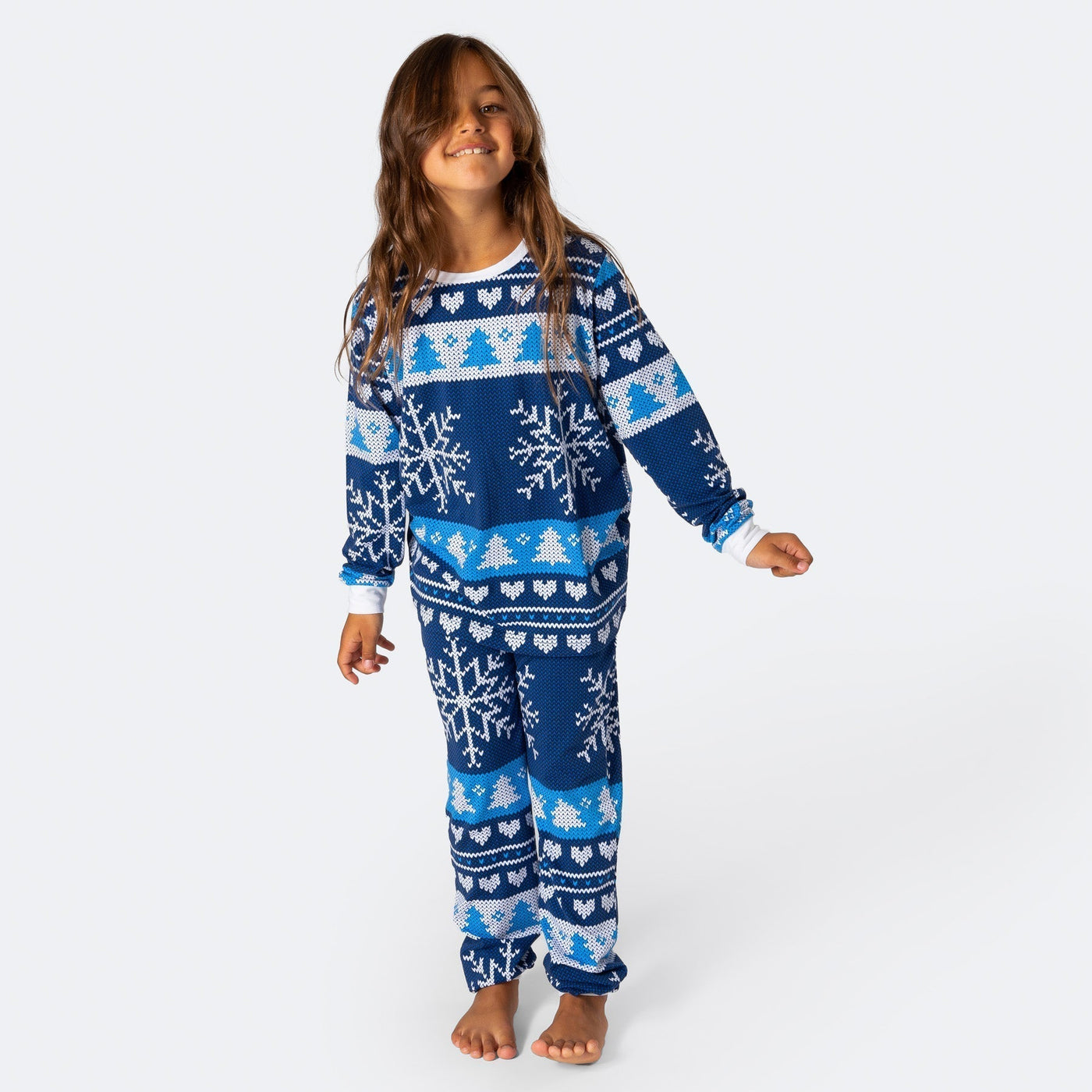 Strikkemønstret Blå Pyjamas Børn