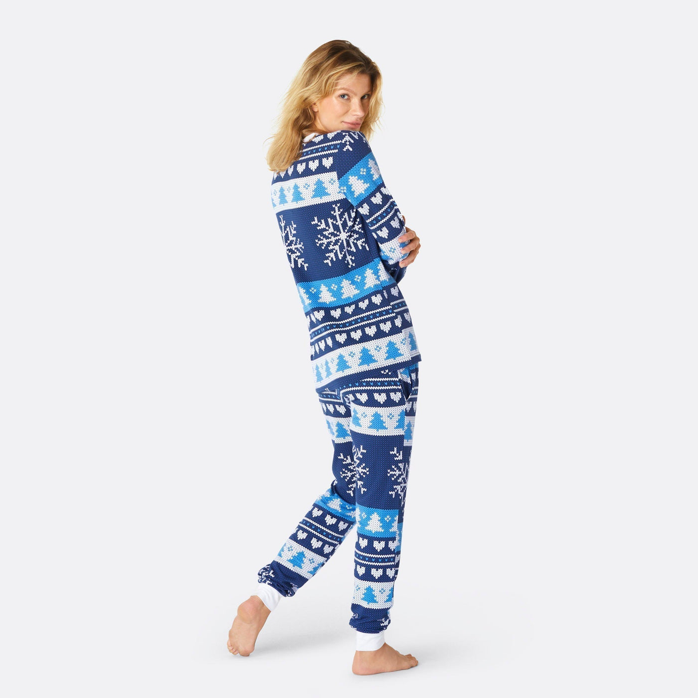 Strikkemønstret Blå Pyjamas Dame
