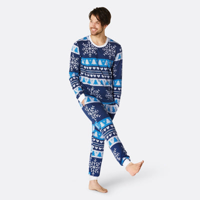Strikkemønstret Blå Pyjamas Herre