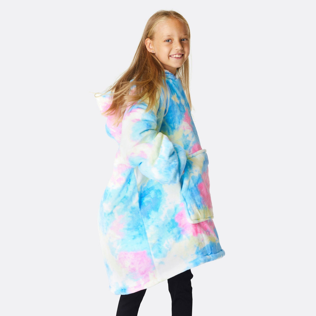 Tie dye Blå HappyHoodie Børn