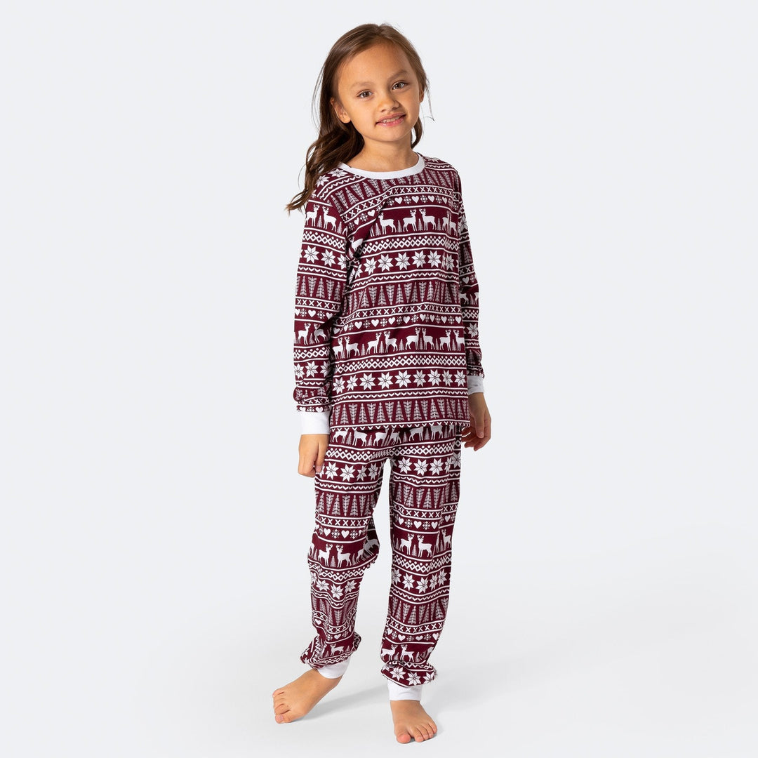 Vintermønstret Vinrød Pyjamas Børn