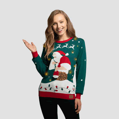 Julemanden på Skorstenen Julesweater Dame - SillySanta